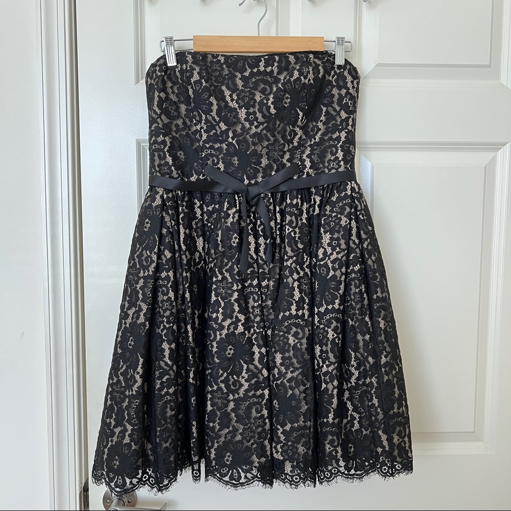 Robert Rodriguez Black Strapless Lace Dress